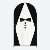 Lofaris Boss Suit Black White Happy Birthday Arch Backdrop